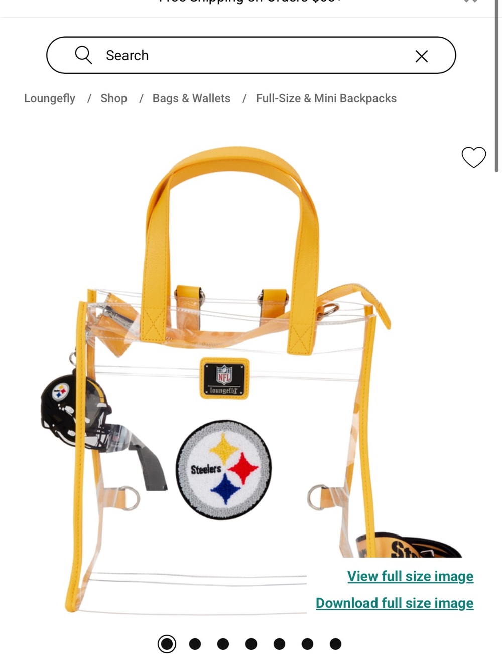 Loungefly NFL Pittsburgh Steelers Clear Convertible Backpack & Tote Crossbody